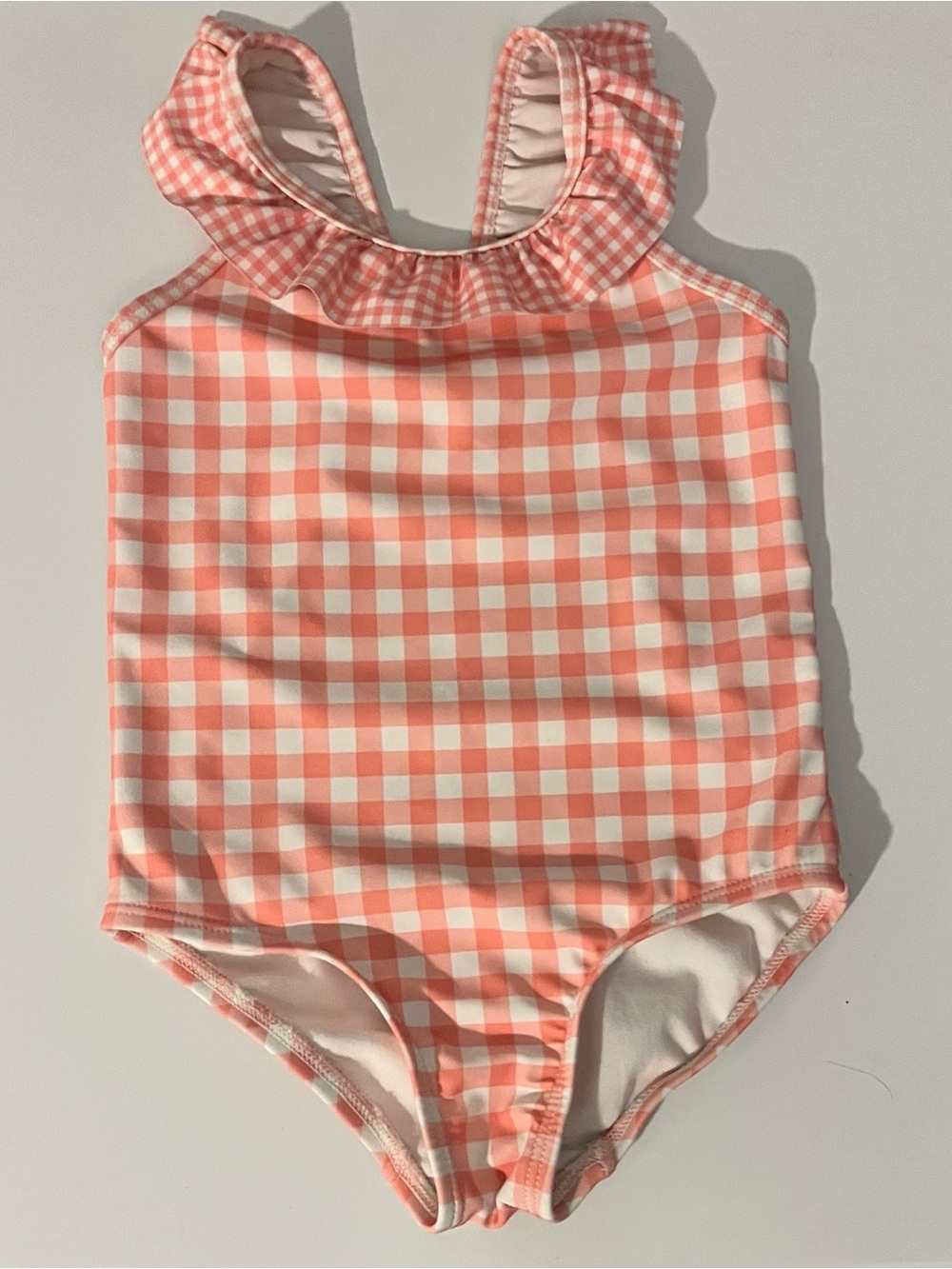 Carter's Coral Pink Gingham Ruffle One-Piece Swimsuit